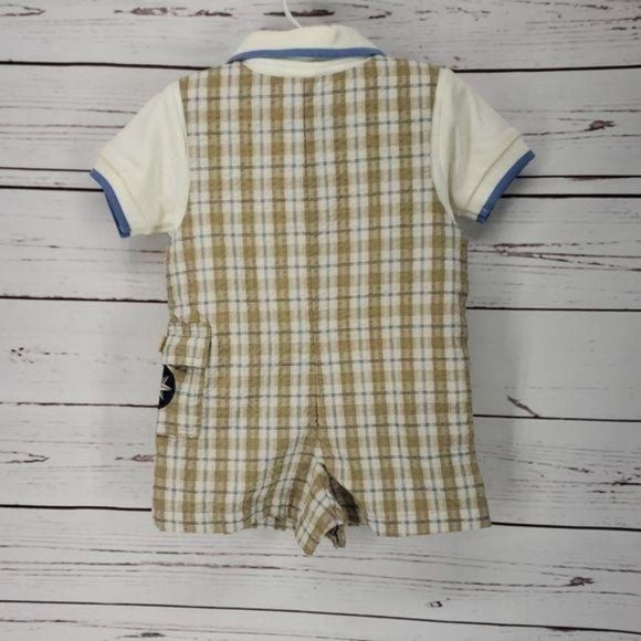 Samara Brown Plaid 2 Pc Infant Shortall Set‎ 6-9 months - Picture 6 of 8